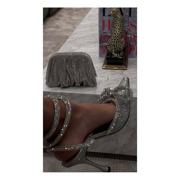 MACH & MACH Double Crystal Bow Pointed Toe 100mm Pump in Glitter Size EU 39/US 9 - Picture 13 of 14